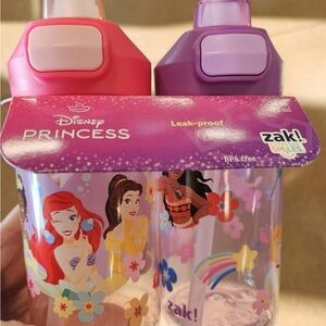 Zak! Disney Princess Leak-Proof Water Bottles - Pink and Purple